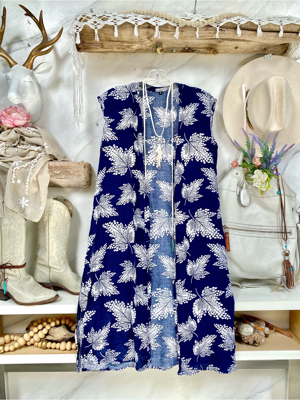 Canada maple leaf boho dress/cover up w resort vacay shabby chic beach vibe